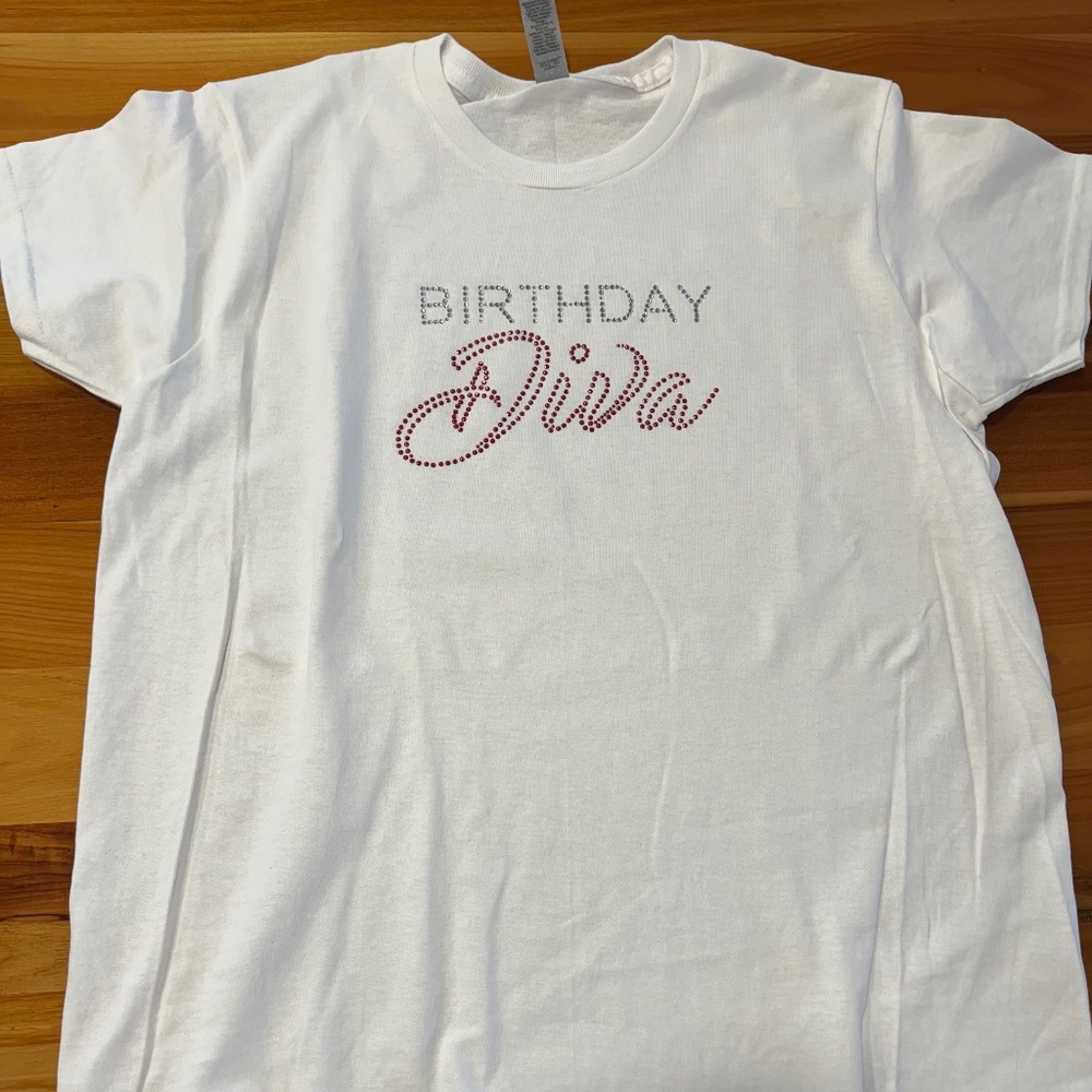 Birthday Diva Rhinestone Ladies Tshirt NEW